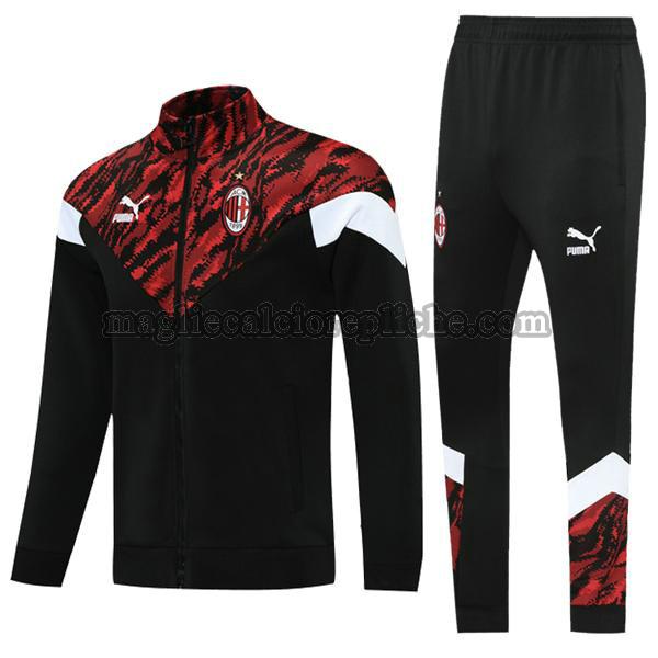 tuta sportivas calcio ac milan 2021 2022 completo nero rosso