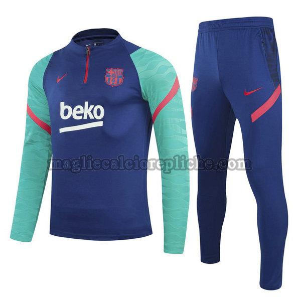 tute calcio bambino barcellona 2021 2022 completo blu verde