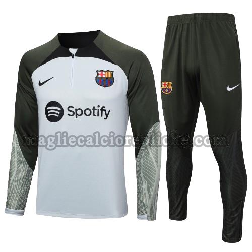 tute calcio bambino barcellona 2023 24 completo grigio verde