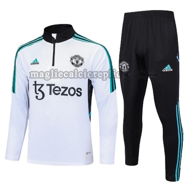 tute calcio bambino manchester united 23 24 completo bianco