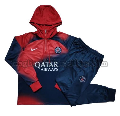 tute calcio bambino psg 2023 2024 hooded completo blu rosso