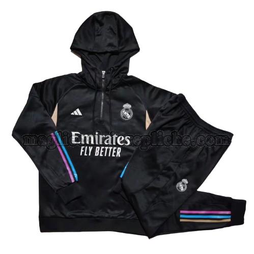 tute calcio bambino real madrid 2023 2024 hooded completo nero