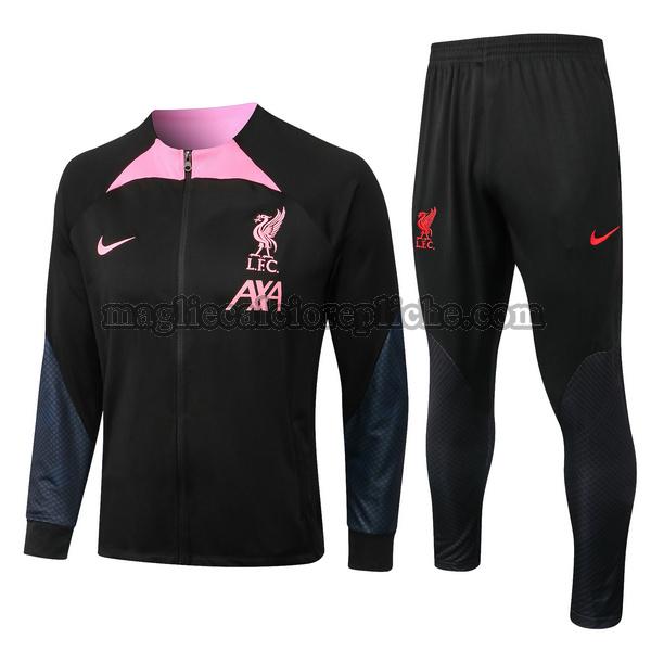 tute calcio liverpool 2022 2023 completo nero rosa