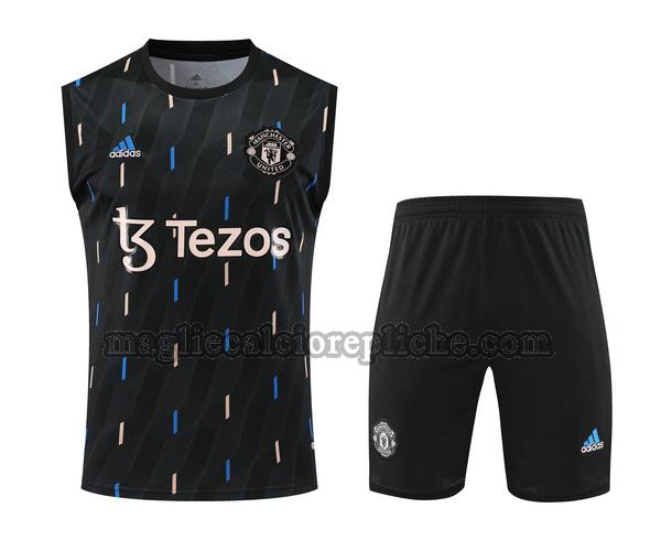 vest maglie calcio manchester united 2023 2024 completo nero