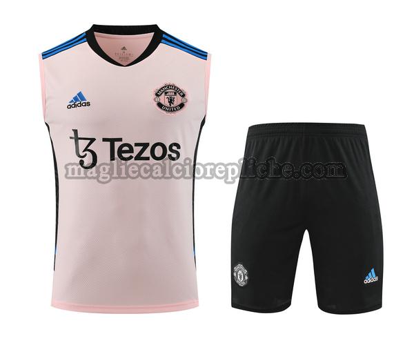 vest maglie calcio manchester united 2023 2024 completo rosa