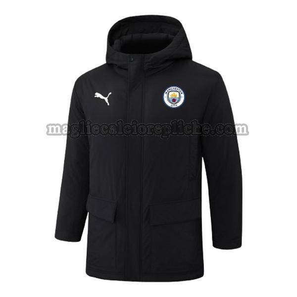 white logo cappotto di cotone calcio manchester city 2024 2025 nero